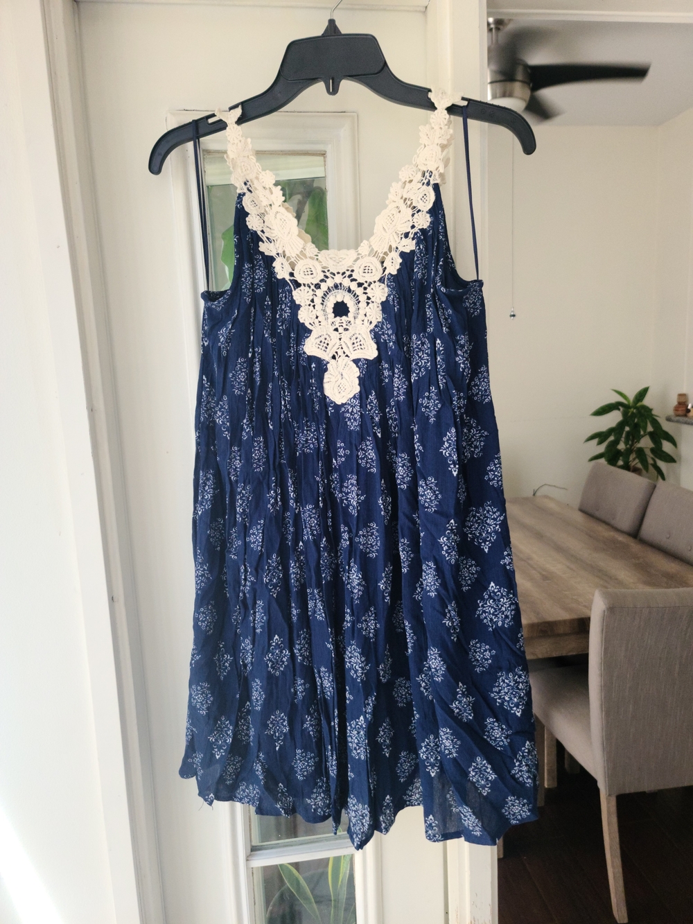 Navy Blue Crochet-Trim Sundress - Women